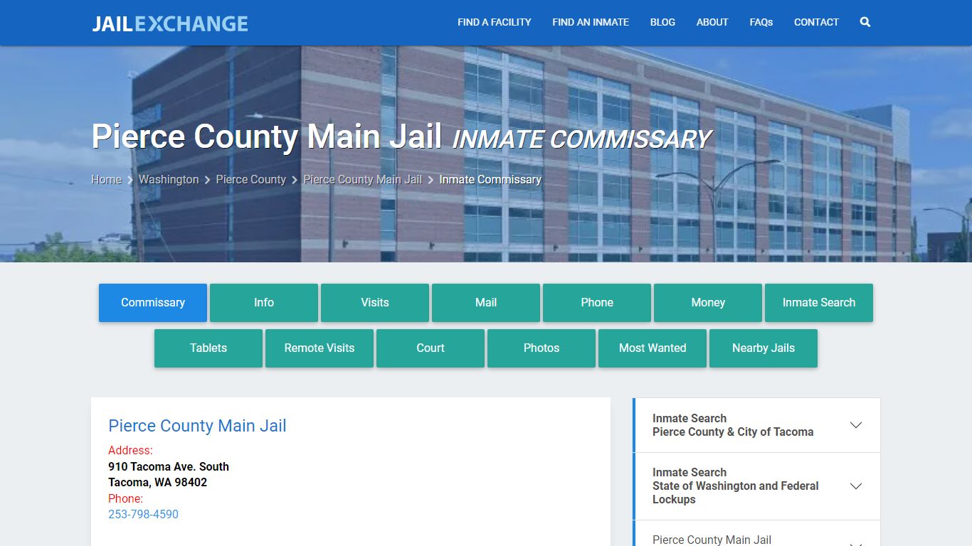 Inmate Commissary, Care Packs - Pierce County Main Jail, WA