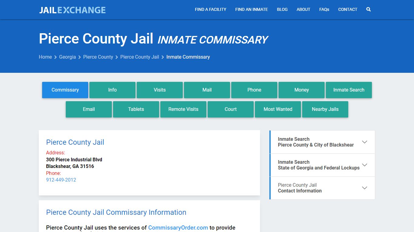 Inmate Commissary, Care Packs - Pierce County Jail, GA